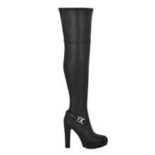 Tailia Womens Faux Leather Thigh-High Boots - Black - View 2