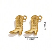 3pcs Stainless Steel 18K Gold-Plated Boots Pendant Pendant DIY Necklace Earrings Jewelry Accessories Making