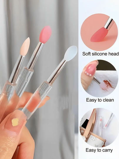 1/3/5/6/10/20pcs Silicone Lip Brush, Portable Multi-Functional Lipstick Brush With Dustproof Cover