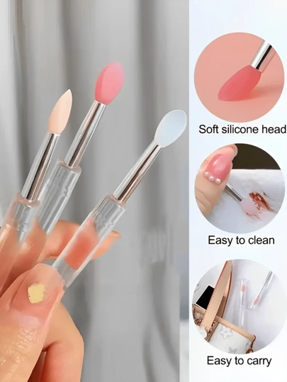 1/3/5/6/10/20pcs Silicone Lip Brush, Portable Multi-Functional Lipstick Brush With Dustproof Cover