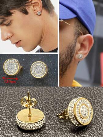 4件套立方氧化锆耳钉，男女通用嘻哈耳环，跨境新款时尚耳环，医用级手术钢耳骨耳环，LGBTQ饰品