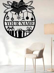 可定制的金属圣诞花环标志个性化圣诞剪影墙面艺术时尚室内装饰门和花园装饰、家居、厨房、餐厅 - 独特的节日礼物创意 - 黑色 - 查看 12