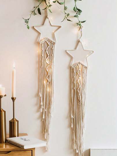 1 件手工编织星星和月亮壁挂，Rama 装饰，Rama 装饰家居装饰 Rama Rama，家居装饰，房间装饰，墙壁装饰