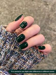 1瓶15毫升深绿色凝胶指甲油入门装，纯可卸免擦拭指甲油，适合所有季节的指甲 - 墨綠色 - 查看 5