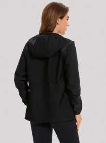 1PC Women's Waterproof Ski Snow Jacket Thermal Lined Warm Winter Rain Jacket With Hood For Hiking & Winter Activities - Black - View 8