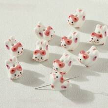 4 件多色可爱猫陶瓷珠，DIY 珠宝材料 - 4pcs - 查看 15
