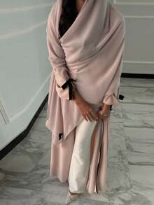 女士长款阿巴雅，带蝴蝶结，适合休闲优雅穿着