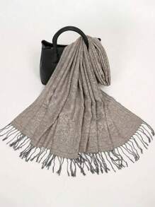 1pc Women Paisley Print Classic Paisley Pattern Warm Shawl Hijab, Suitable For Abaya - Khaki - View 4