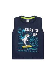 Boy's Tank Top And Shorts Set - 藏蓝色 - 查看 2