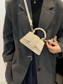高品质小袋，迷你方包，新款纯色百搭女士手提包，今年流行 - 卡其色 - 查看 8