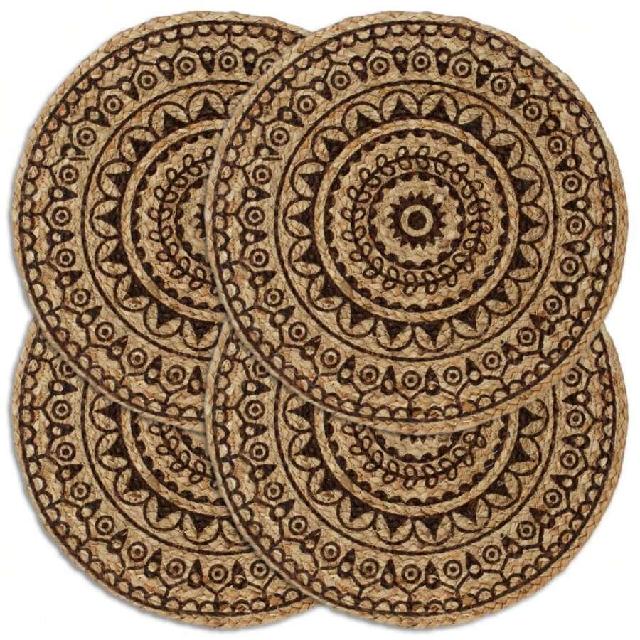 Dark Brown Round Placemats Set Of 4 For Dining Table 38cm -Friendly Handwoven Table Decor - Brown - View 1