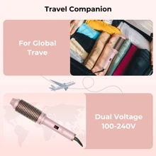 UKLISS Double PTC Thermal Brush Hot Brush, 38mm Ceramic Curling Brush Volumizing Heated Brush Curling Iron, LCD Display Double Voltage Travel Curling Brush, 10 Temps 120-210℃ Heated Round Brush - UK Plug(220-240V) - View 9