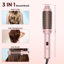 UKLISS Double PTC Thermal Brush Hot Brush, 38mm Ceramic Curling Brush Volumizing Heated Brush Curling Iron, LCD Display Double Voltage Travel Curling Brush, 10 Temps 120-210℃ Heated Round Brush - UK Plug(220-240V) - View 3