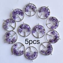 5pcs/set Creative Tree Detail Round DIY Pendant For Women For DIY Jewelry Making - Multicolor - View 12