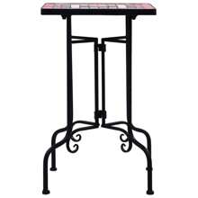 Ceramic Mosaic Side Table With Terracotta And White Finish For Home Decor