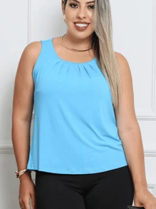 ELEGANT CASUAL WOMEN'S BLOUSE, LOOSE FLARE TANK TOP, SUMMER - 淺藍色 - 查看 1