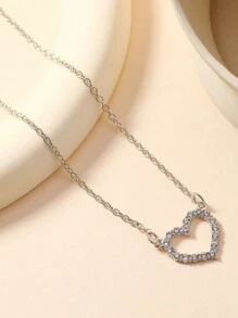 1 件女士心形吊坠项链，带水钻，适合日常、休闲、派对和约会场合