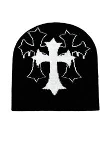 Y2K 男女款提花针织帽，嘻哈风格字母印花保暖腈纶针织帽，时尚街头服饰，秋冬 - A - 查看 12