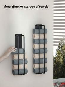 1 Giá treo khăn bằng thép không gỉ, Giá treo khăn gắn tường, Giá treo khăn bằng kim loại tiết kiệm không gian, Giá treo khăn gắn tường, Không cần khoan lắp, Bạc, Đen - Nhiều màu - Xem 7