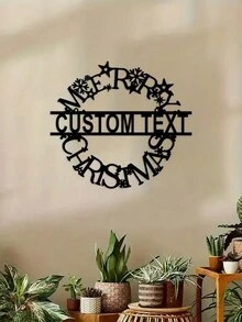 可定制的金属圣诞花环标志个性化圣诞剪影墙面艺术时尚室内装饰门和花园装饰、家居、厨房、餐厅 - 独特的节日礼物创意 - 黑色 - 查看 8