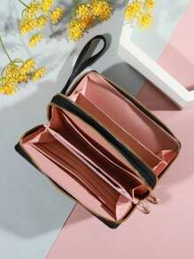 Ví cầm tay cổ điển, ví cầm tay dung lượng lớn, có ngăn đựng thẻ có khóa kéo, 8 ngăn và nhiều ngăn, ví cầm tay thanh lịch, ví móc khóa nhiều màu, quà tặng Valentine cho phụ nữ, ví cầm tay, ví dài, ví đeo tay - màu đen - Xem 5