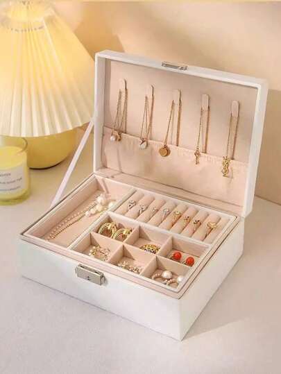 1pc Multilayer Jewelry Storage Box With Large Capacity For Necklace, Ring, Earring, And Other Accessories