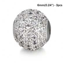 3 件圆形铜珠，带锆石，微密镶 CZ 珠，散装隔珠，用于制作珠宝 DIY 华丽手链项链，饰品珠组合，用于工艺和珠宝设计 - Beads - 查看 13