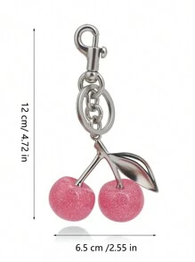 1 Stück Neuer Modeaccessoire Schlüsselanhänger mit Kristall-Kirsche aus Metall, geeignet für den täglichen Gebrauch, als Taschenzubehör, kann als Geschenk für Familie, Freunde, Klassenkameraden, Geburtstage, Lehrer, Valentinstag-Souvenirs verschenkt werden - Heißes Pink - Übersicht 4