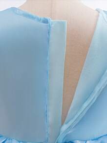 Young Girls Blue Cap Sleeve Fantasy Princess Dress For Costume Party