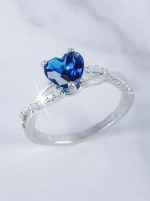 1 pieza Anillo de mujer con forma de corazón con 12 piedras de nacimiento del zodíaco, elegante y romántico, adecuado como regalo de San Valentín, aniversario, regalo romántico para tu pareja, boda y compromiso