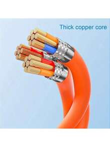 5pcs Multi Charging Cable - 3 In 1 120W Super Fast Charger Cord, Orange Silicone USB Cables, Zinc Alloy Connector, Universal Charging Cord For Type-C And Micro USB For Cell Phones And Car Charging Triple-Headed Super Fast Charging Cable - Experience Lightning-Fast Charging, Universal Compatibility, And Stylish Car-Friendly Design With Data Sync And One Drag Three Function Convenience Compatible With IPhone 16, 16 Pro Max, 15, 15 Plus, 15 Pro, 15 Pro Max, 14 Pro Max, 14 Pro, 14 Plus, 13 Pro Max, 13 Pro, 13, 12 Pro, 12, 11, XS, XR, 8 Plus, 8, 7, 6, 37, SE, For IPad, OnePlus Multifunctional Charging Cable Adapter For Smartphones And Tablets, Durable & High-Performance Nan MFi Certified - Orange 5pcs - View 5