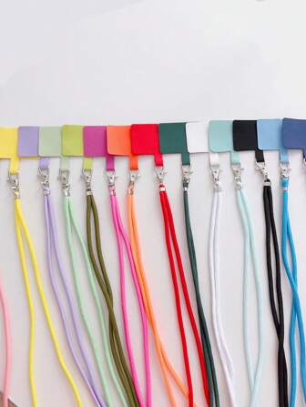 1pc Plain Color Single-Buckle Cellphone Creative Long Lanyard Knitted Neck Strap For Phone Case Keychain, Detachable Anti-Lost Cord