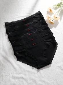 6pcs Womens Underwear Bikini Panties Lace Breathable Hipster Panty Stretch Full Briefs - màu đen - Xem 5
