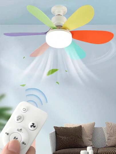 40W Lamp Base Ceiling Fan Light, 20.5" Screw-In Ceiling Fan With Light And Remote Control, E27 Lamp Base LED Ceiling Fan, Suitable For Bathroom, Bedroom, White LED Light