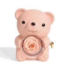 1Pc Creative Rotating Rose Jewelry Box Red Soap Flower Bear Gifts Box Pink Necklace Storage Ring Gift Case For Women
