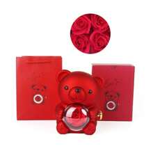 1Pc Creative Rotating Rose Jewelry Box Red Soap Flower Bear Gifts Box Pink Necklace Storage Ring Gift Case For Women