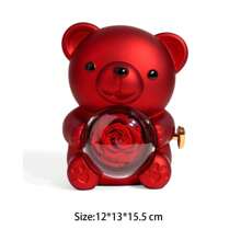 1Pc Creative Rotating Rose Jewelry Box Red Soap Flower Bear Gifts Box Pink Necklace Storage Ring Gift Case For Women