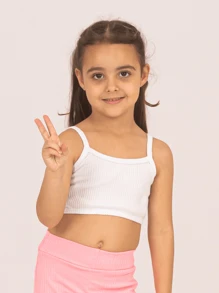 Children's Top Bra Strappy Girl Ribbed Youth 4 To 16. Lavin Basic - trắng - Xem 1
