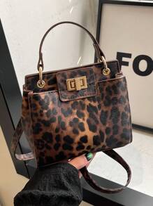 Fashionable Mini Leopard Print Seasonal Commuting Handbag With Multiple Compartments, Shoulder Crossbody Bag, New Fall Winter Cheetah Print Purse For Women - Brown - View 7