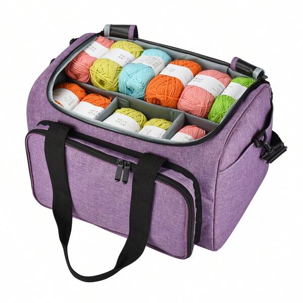 1 pieza Bolso grande de capacidad con tejido de hilo, bolsa de almacenamiento tejida con hilo, caja de almacenamiento de accesorios de ganchillo, para accesorios de costura, manuales, bolso, manualidades, regalo para el hogar, regalo del Día de la Madre, regalo para la esposa, regalo de Navidad, regalo de Año Nuevo