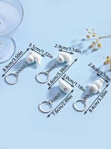 可爱卡通树脂植绒可爱小海豹钥匙扣，可爱精致卡通动物情侣包/手机/钥匙链吊坠，派对礼物汽车配件包饰学校哥特 Y2k 包饰挂绳带身份证夹汽车配件包饰 - 彩色 - 查看 3