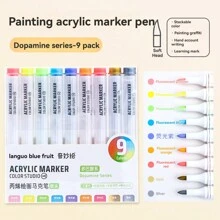 Juego de 9 colores de rotuladores acrílicos para pintar rocas, piedras, cerámica, vidrio, madera y lienzos. Útiles para manualidades, dibujo, grafiti y tomar notas. - Multicolor - Ver 10
