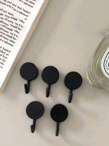 1/10/20pcs Black Self-Adhesive Wall Hooks, No Damage Door Hooks For Hanging Clothes, Strong Adhesive Hook Hangers - Multicolor - View 6