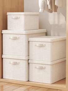 1pc/2pcs Foldable Clothing & Bedding Storage Box With Lid, Pants Storage Organizer, Home & Dorm Closet Storage