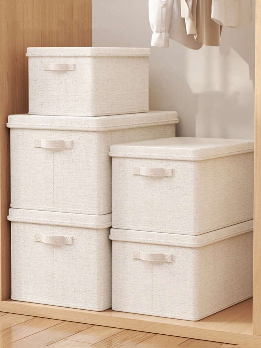 1pc/2pcs Foldable Clothing & Bedding Storage Box With Lid, Pants Storage Organizer, Home & Dorm Closet Storage