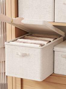 1pc/2pcs Foldable Clothing & Bedding Storage Box With Lid, Pants Storage Organizer, Home & Dorm Closet Storage