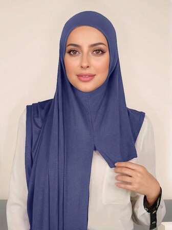 1pc Plus Size Solid Color Convenient Muslim Headscarf - Instant Hijab Modal Hijab