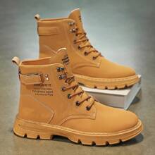 男士户外登山靴，透气舒适防滑靴，适合散步、远足、春秋冬，搭配牛仔裤 - 黃色 - 查看 2