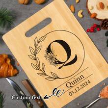 Tábua de Corte de Bambu Personalizada - 26 Opções de Padrão de Letra, Perfeita para Feriados, Aniversários, Aniversários e Mais - Presente Decorativo de Cozinha Elegante e Durável