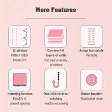 519 Electric Sewing Machine, 12 Stitches Mini Double Thread With Foot Pedal, UK Plug, Perfect Valentine's Day Gift For DIY Enthusiasts - 白色 - 查看 11